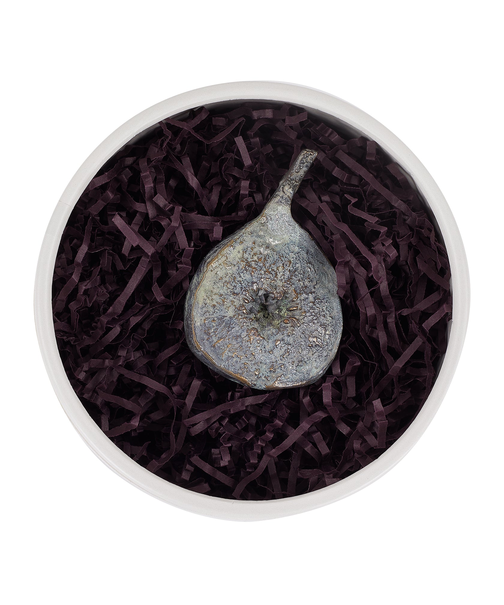 Rebecca Udall Bronze Verdigris Fig Sculpture, Half Packaging