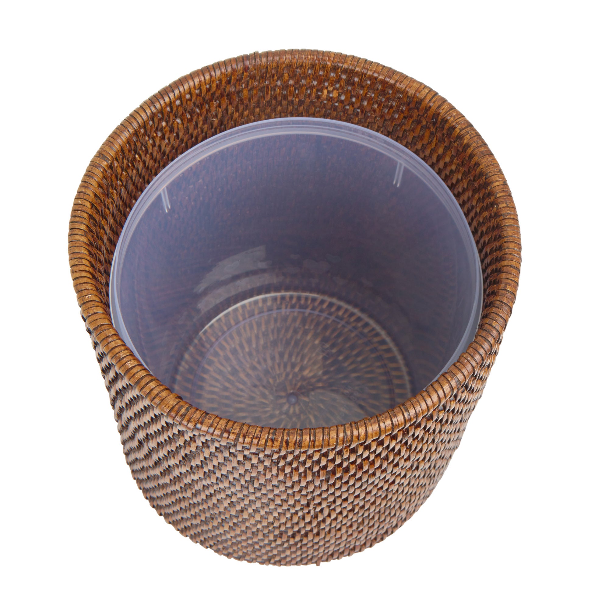 Rebecca Udall Rattan wicker woven bathroom bin with lid, Brown