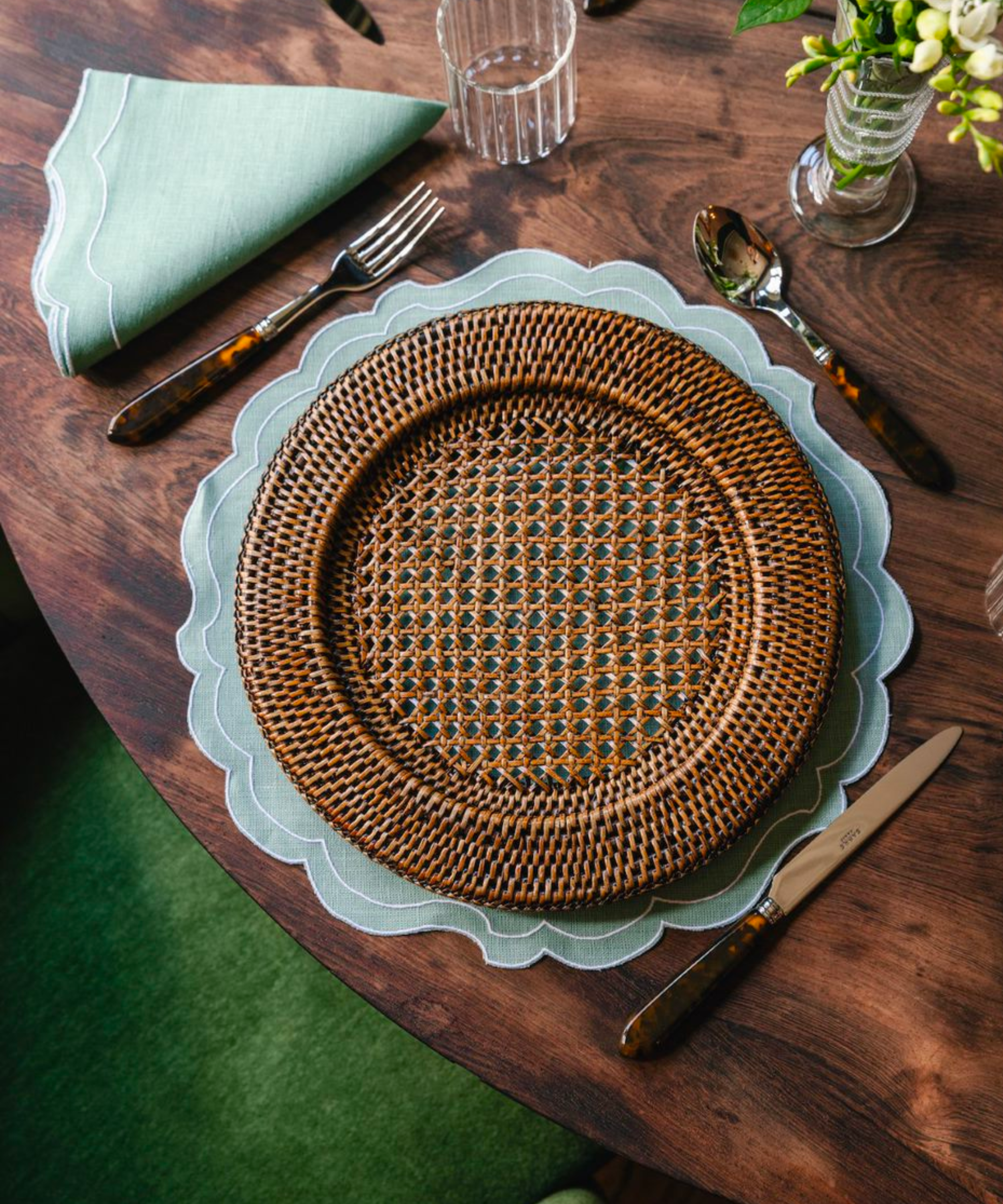 Rebecca Udall Hand Woven Rattan Charger, Brown Place Setting