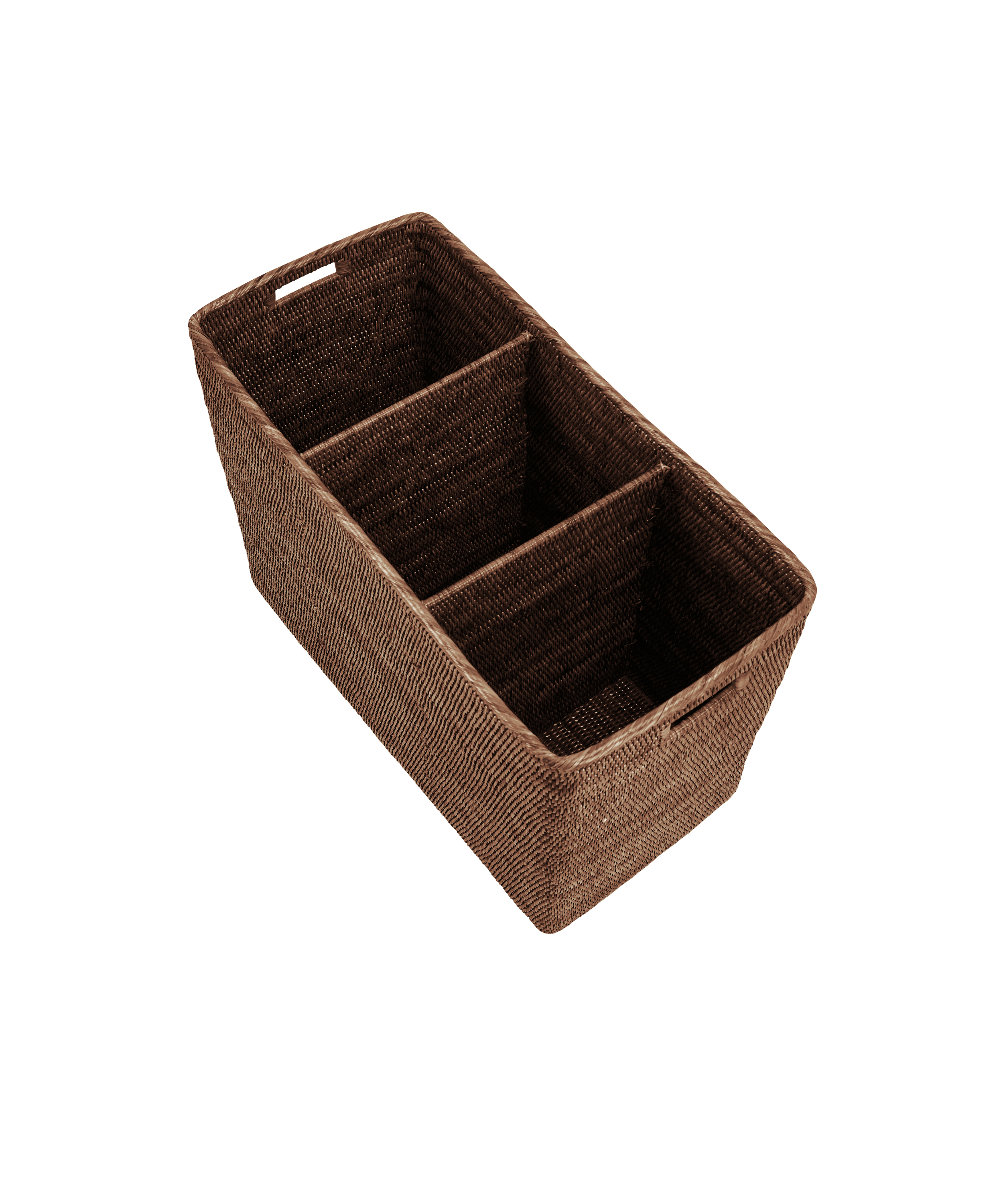 Rebecca Udall Rattan wicker woven laundry basket with compartments, brown
