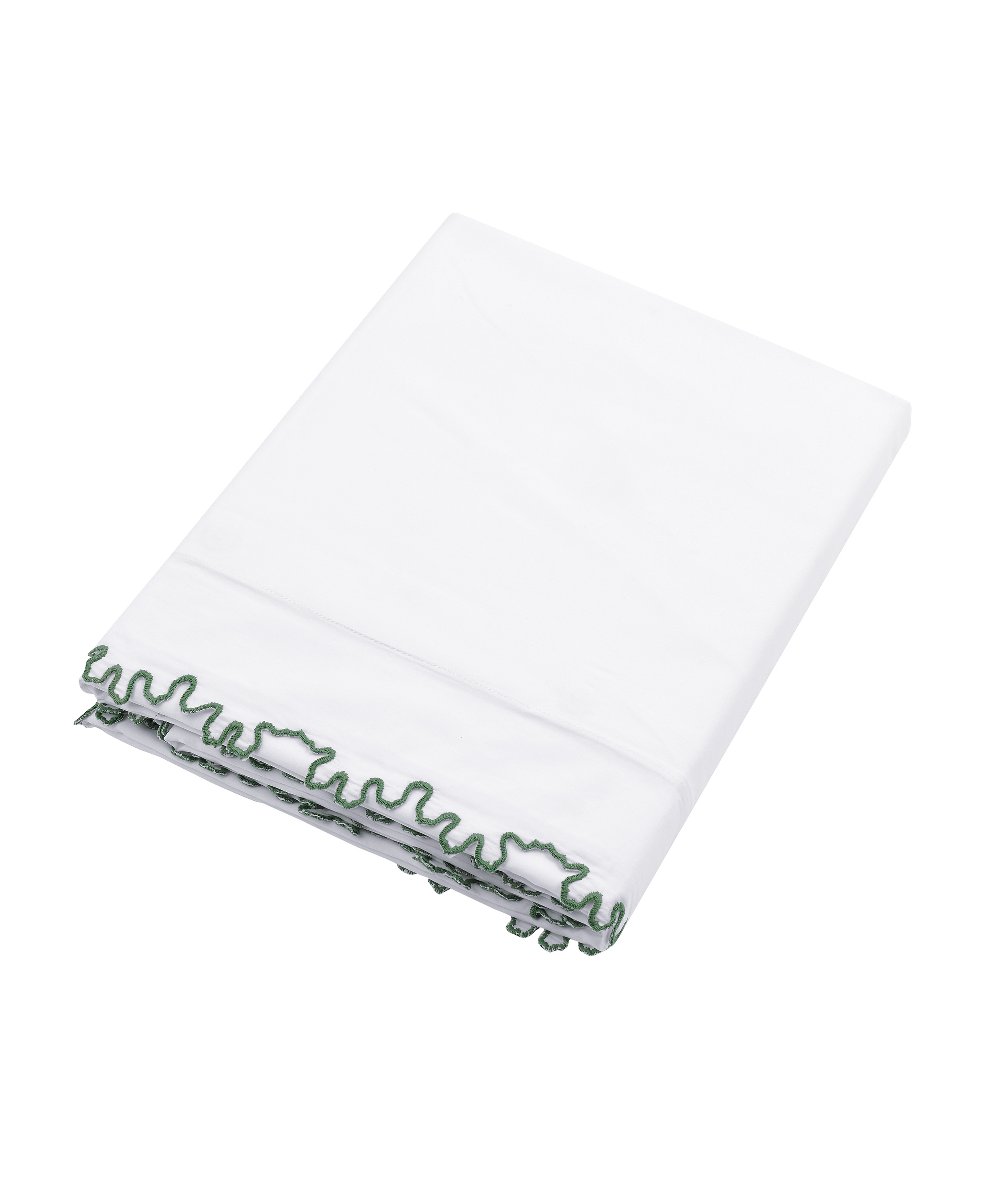 Thea Scalloped Top Sheet, Fern Green