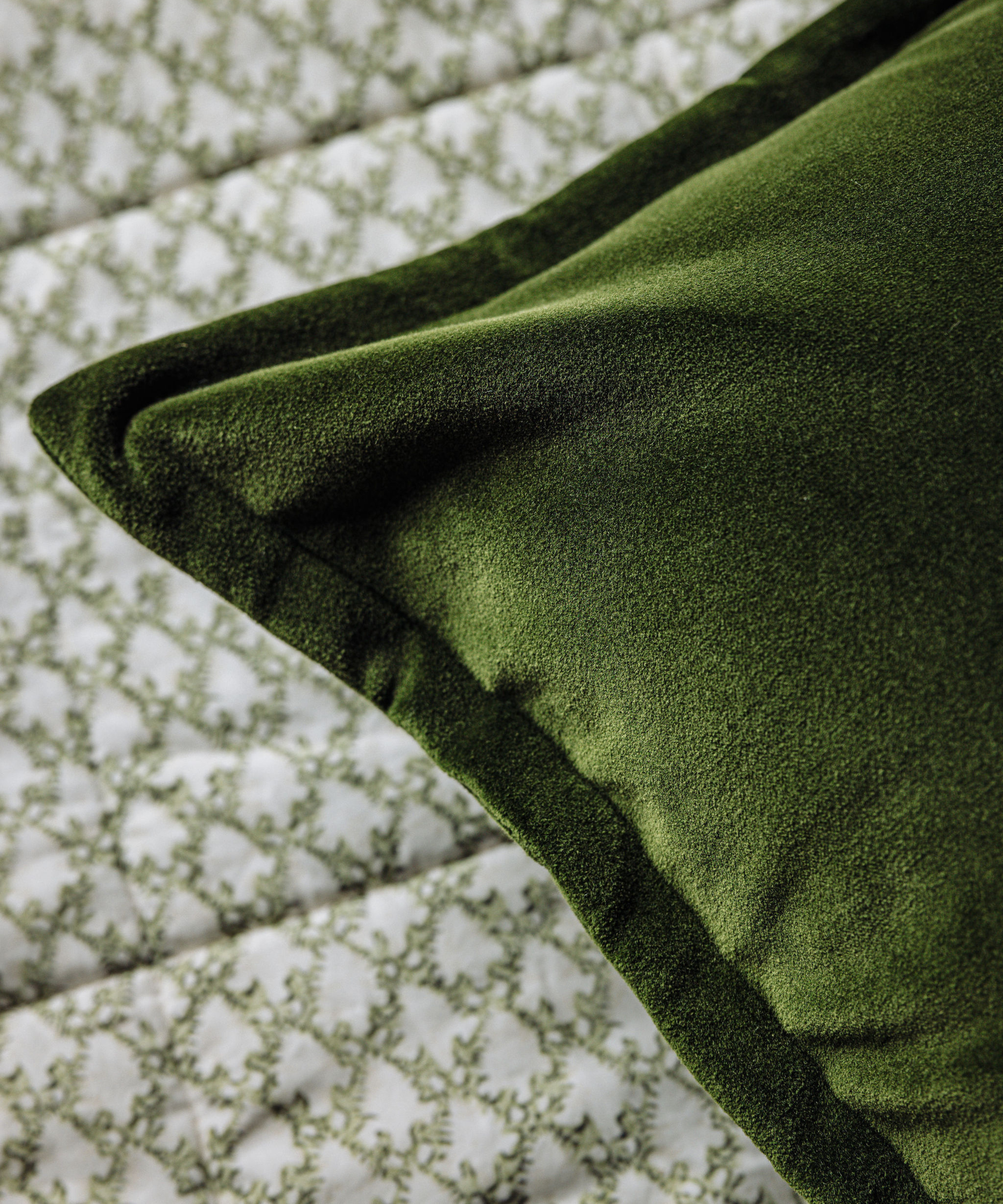Frances Velvet Cushion, Bottle Green, with Clara