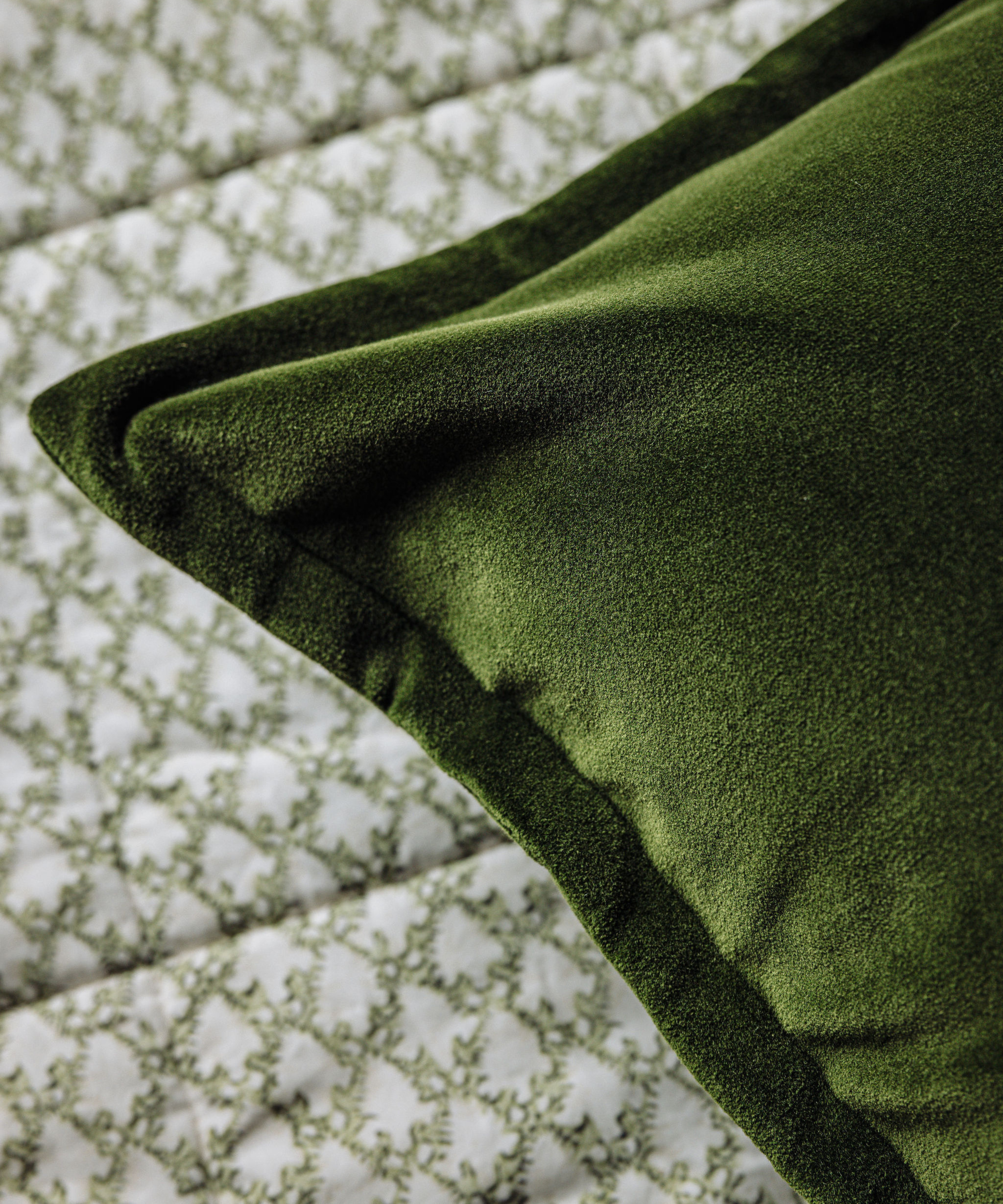 Frances Velvet Cushion, Bottle Green, with Clara