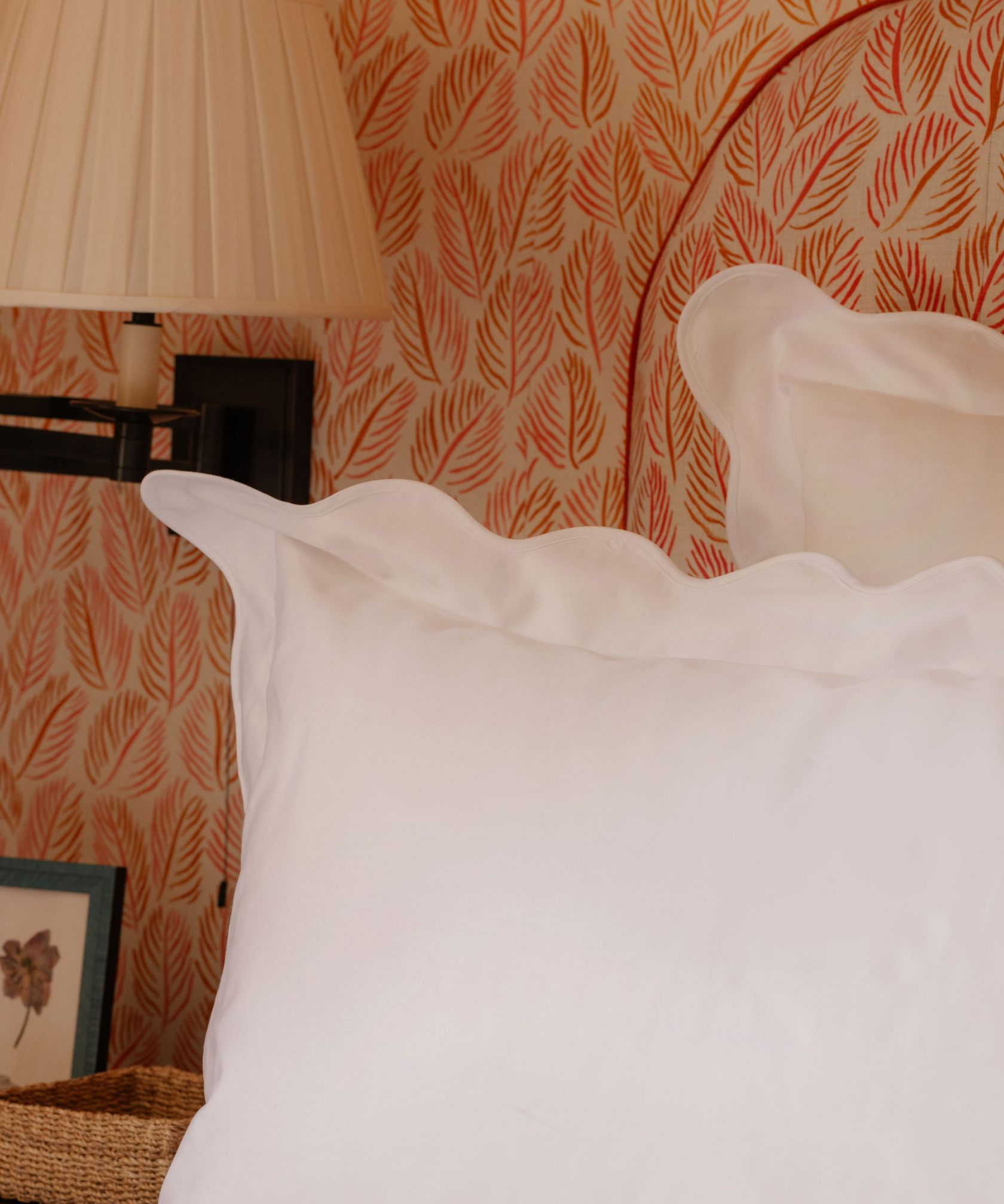 Alexandra Wavy Scalloped Bed Linen, White, Lifestyle Detail