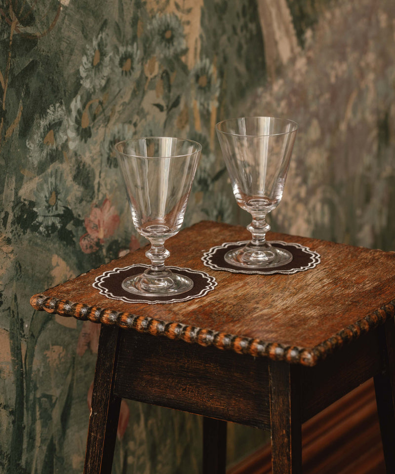 Pair of Vintage Short Stem Wine Cocktail or Water Glasses Square
