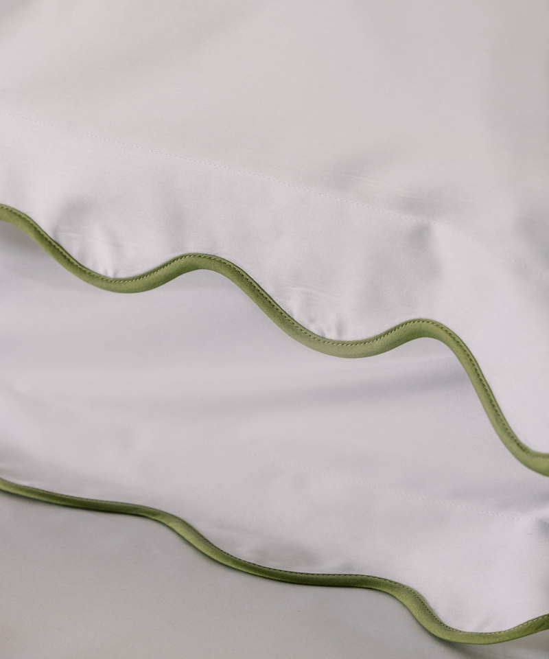 Alexandra Wavy Scalloped Bed Linen, Sage Green