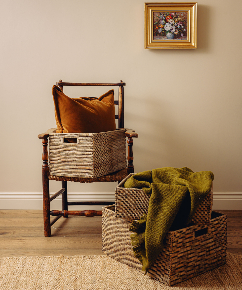 Rattan Storage Baskets, Taupe