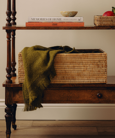 Rattan Rectangular Storage Basket, Large, Natural