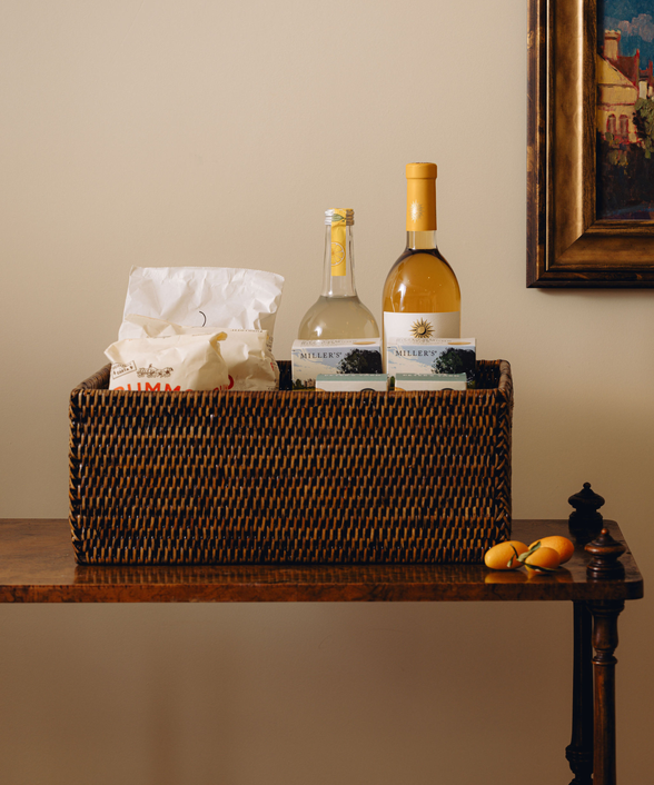 Rattan Rectangular Storage Basket, Medium, Brown