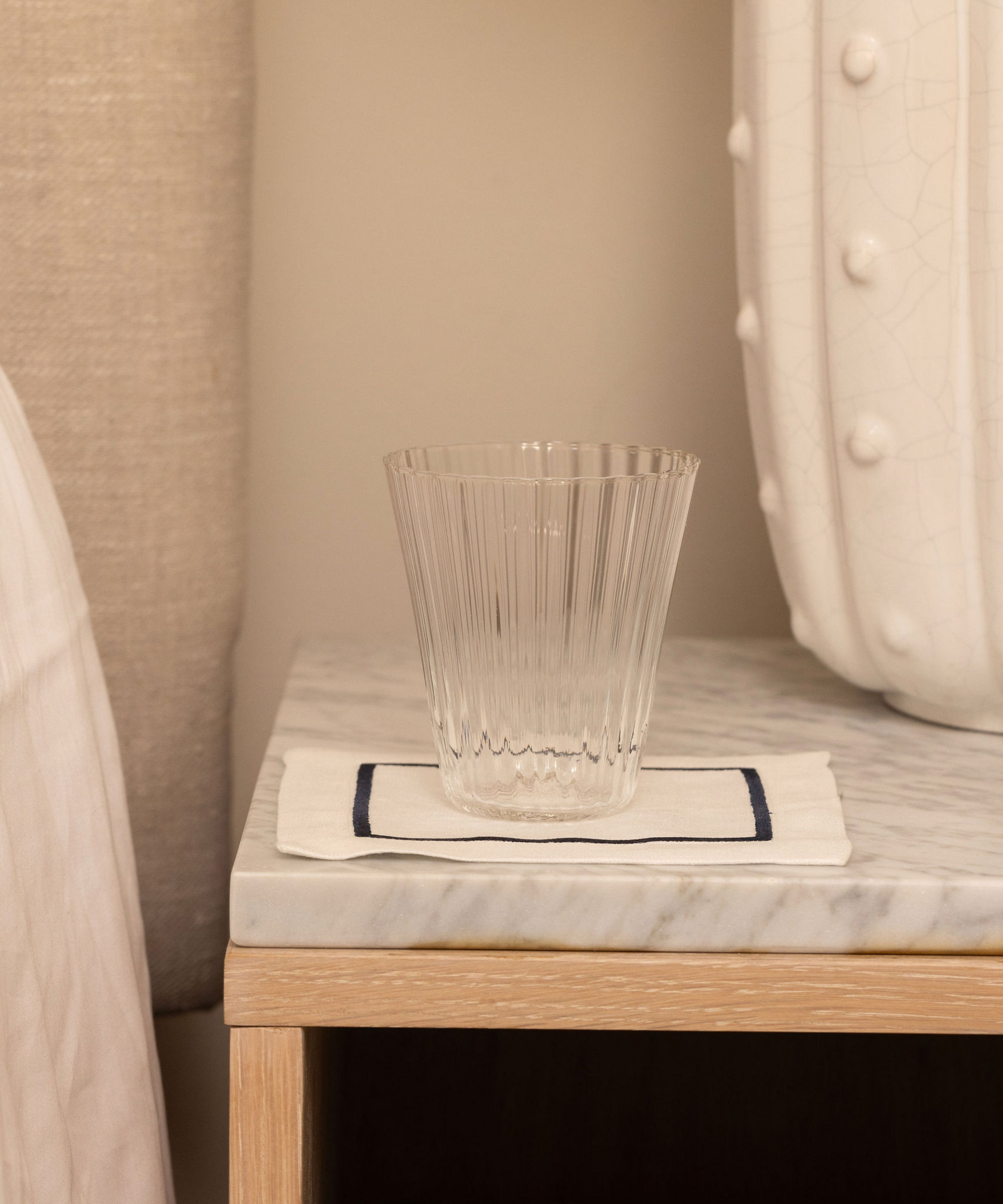 Louise Handblown Tumbler, with Cocktail Napkin