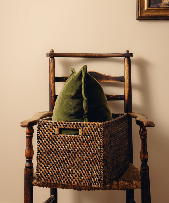 Rattan Tall Rectangular Storage Basket, Medium, Brown