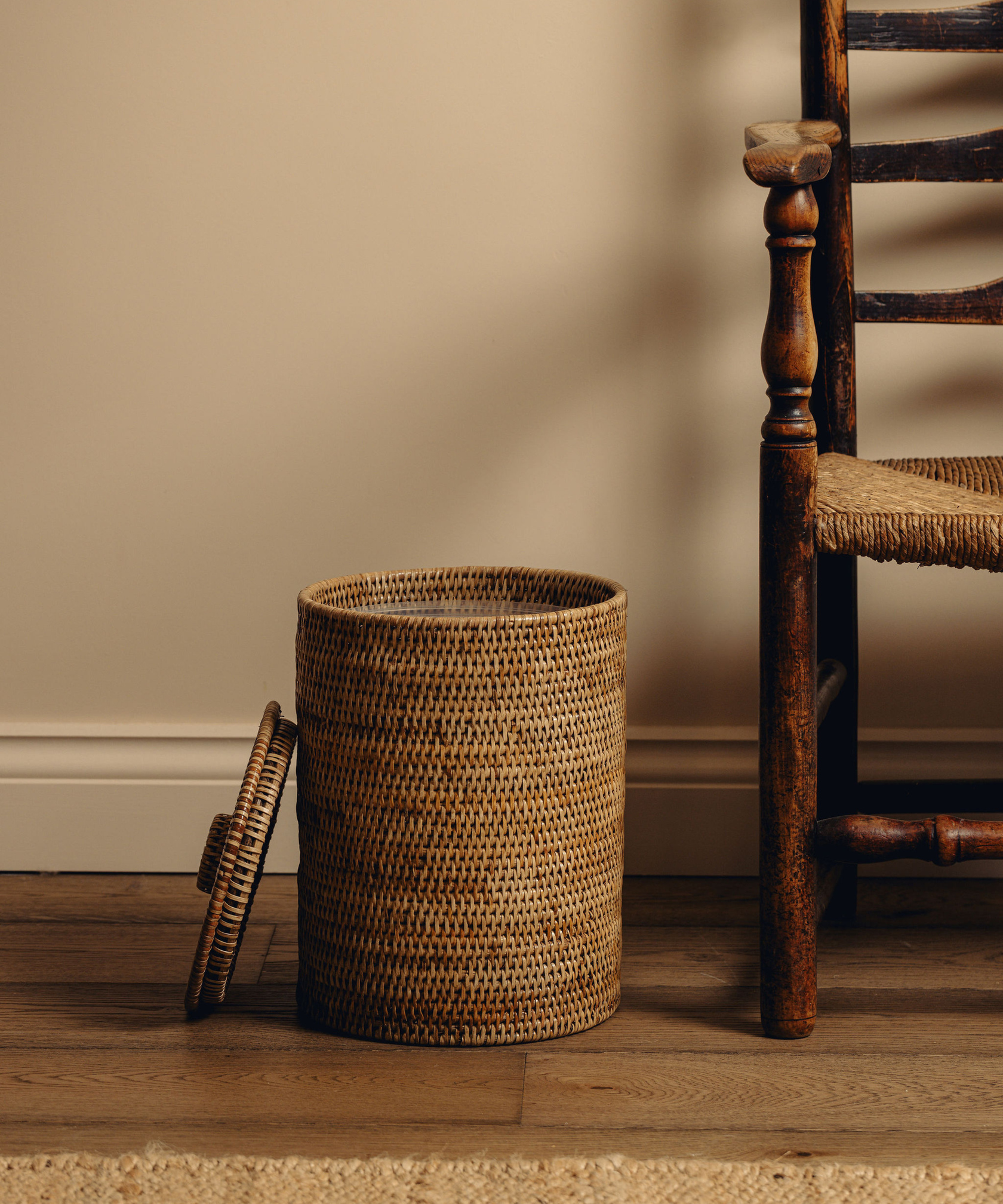 Rattan Bathroom Bins, Natural