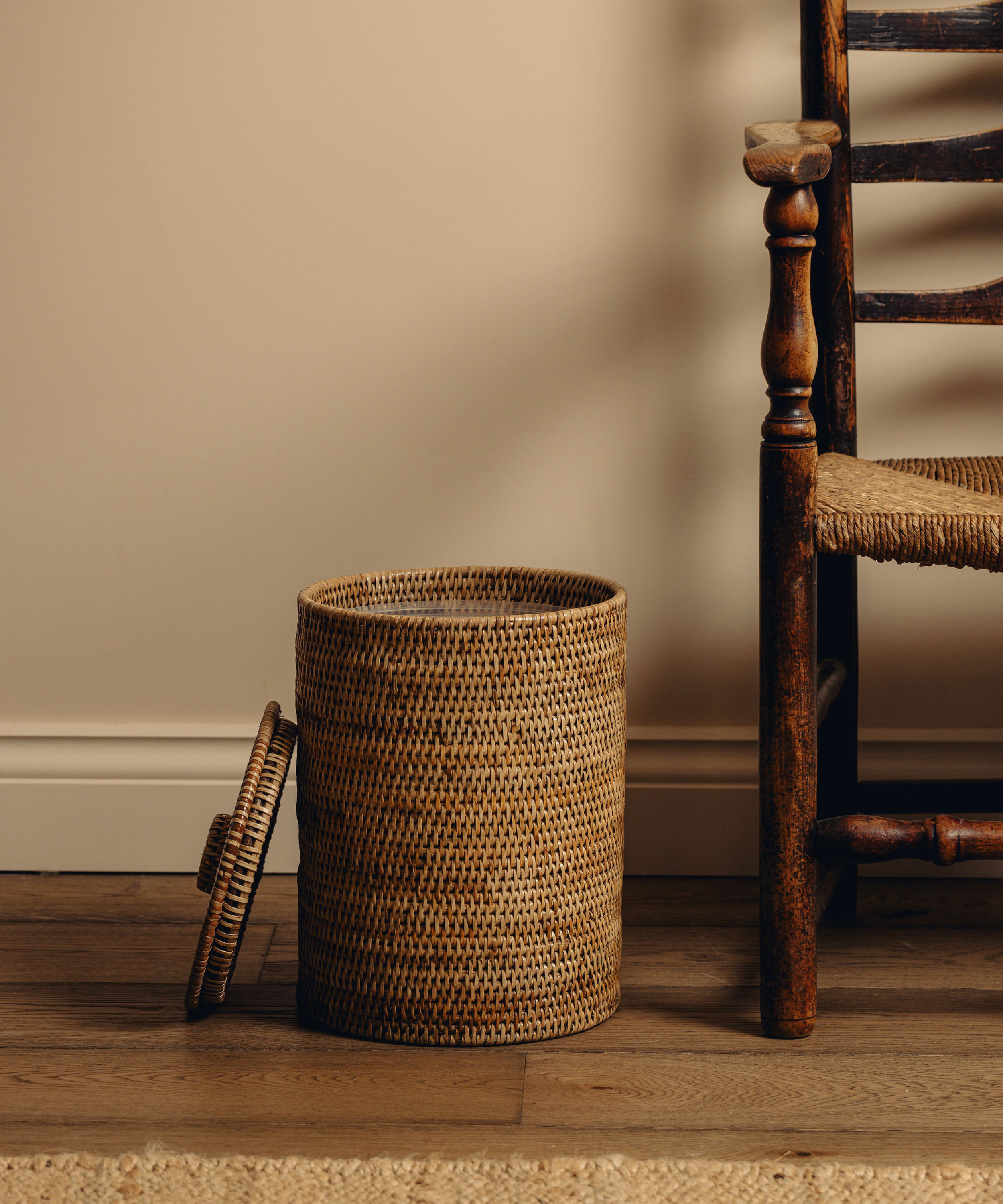 Rattan Bathroom Bins, Natural