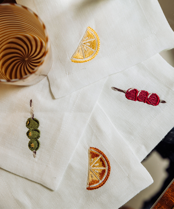 Rebecca Udall Set of 4 Garnish Cocktail Napkins, detail