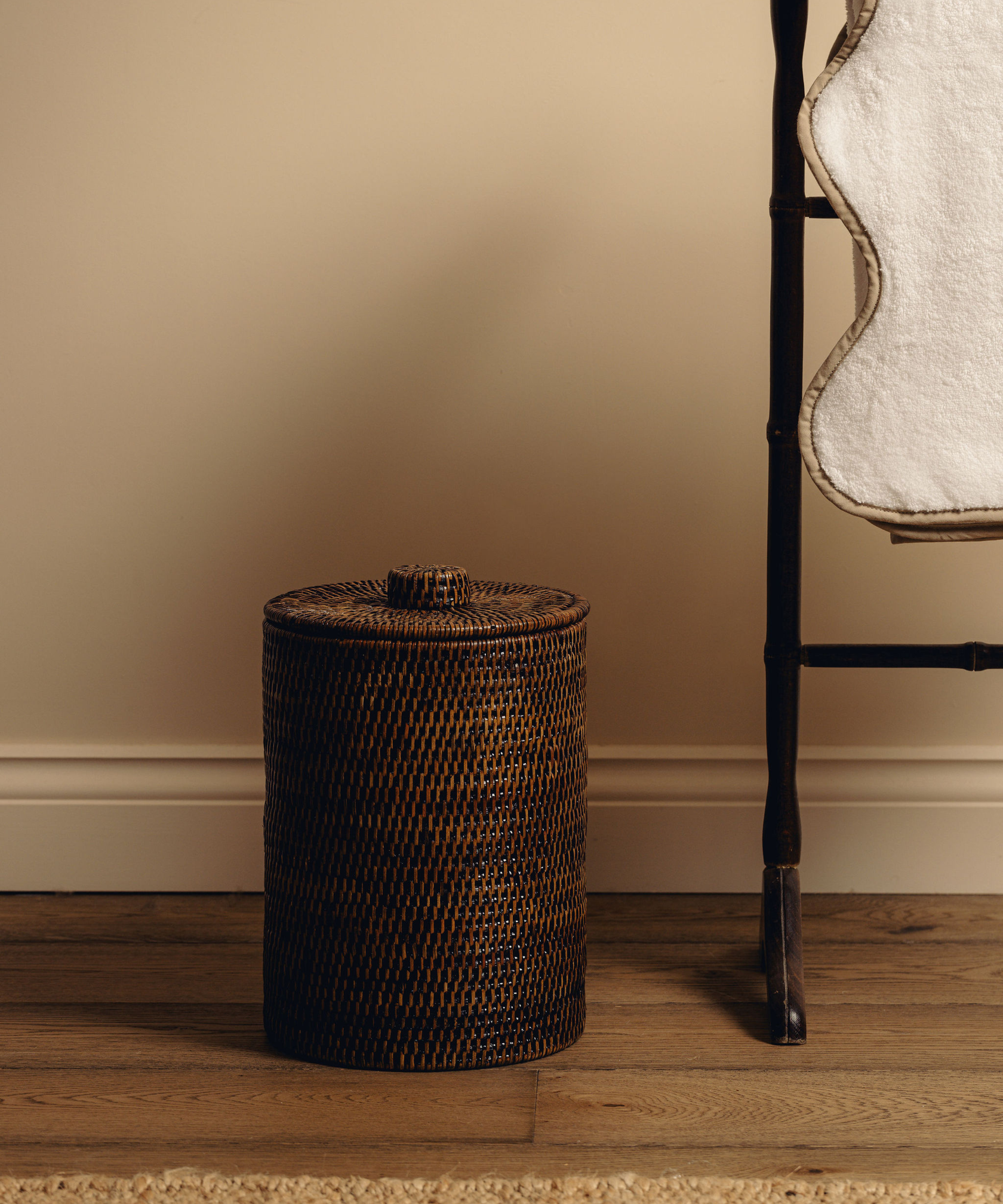 Rattan Bathroom Bins, Brown