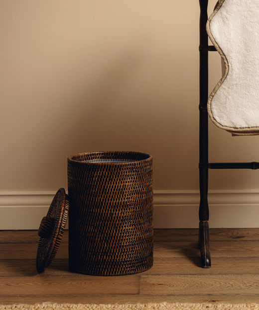 Rattan Bathroom Bins, Brown