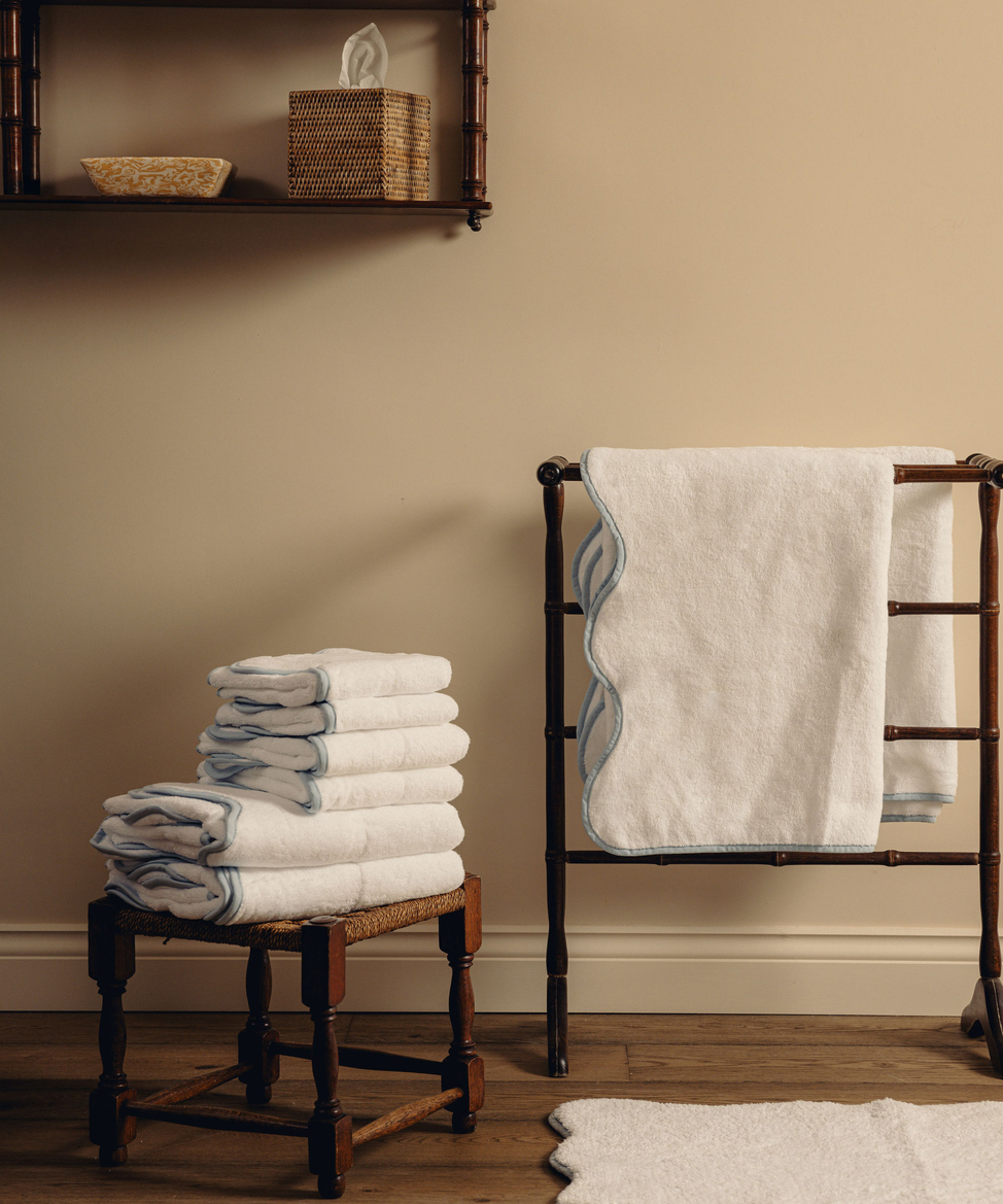 Amelia Scalloped Bath Towel Collection, Powder Blue
