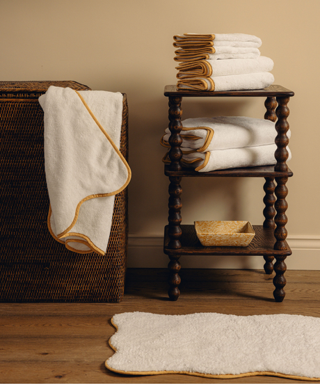 Amelia Scalloped Bath Towel Collection, Mustard