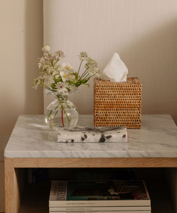 Rebecca Udall, Italian Handblown Elizabeth Vase with the Rattan Tissuebox