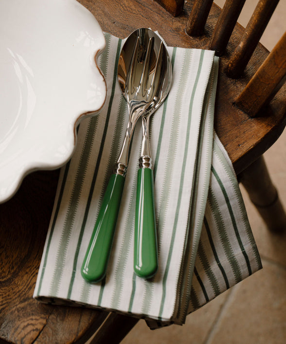 Rebecca Udall Classic Serving Set, Fern Green with the Victoria Napkin
