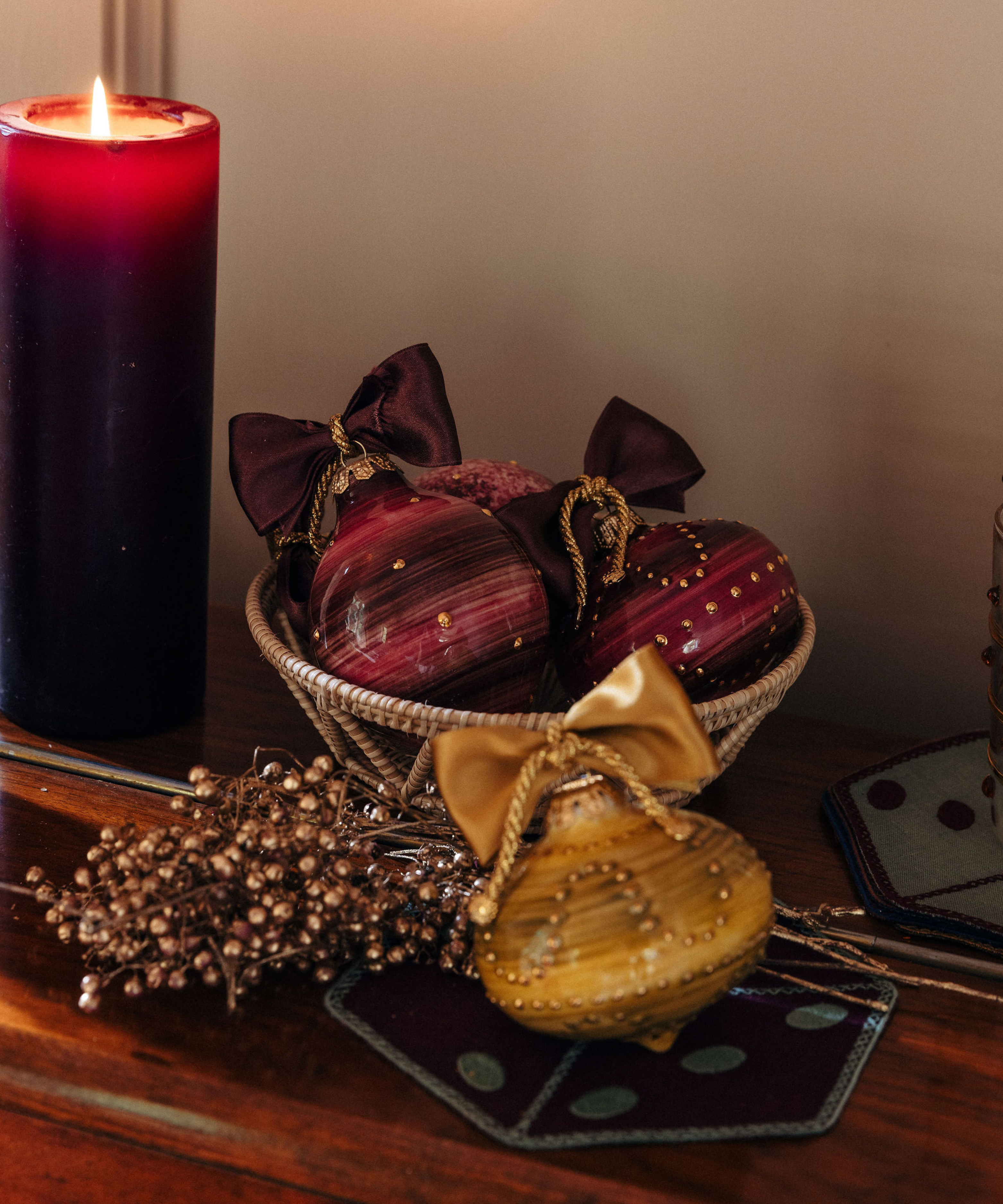 Set of 6 Dice Linen Cocktail Napkins, Festive Lifestyle