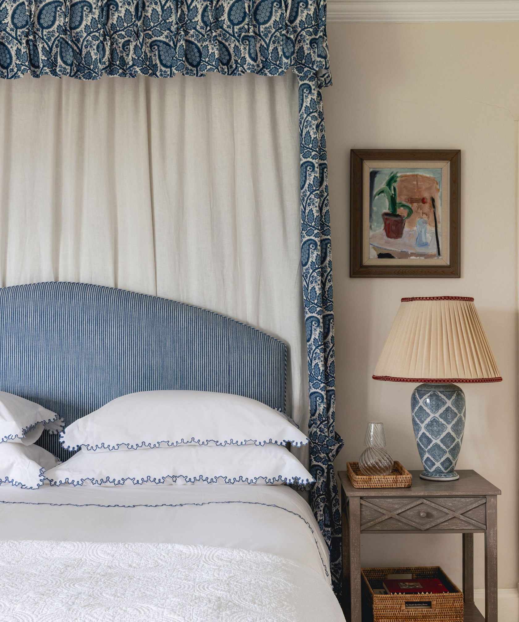 Thea Scalloped Bed Linen, Denim Blue, Lifestyle