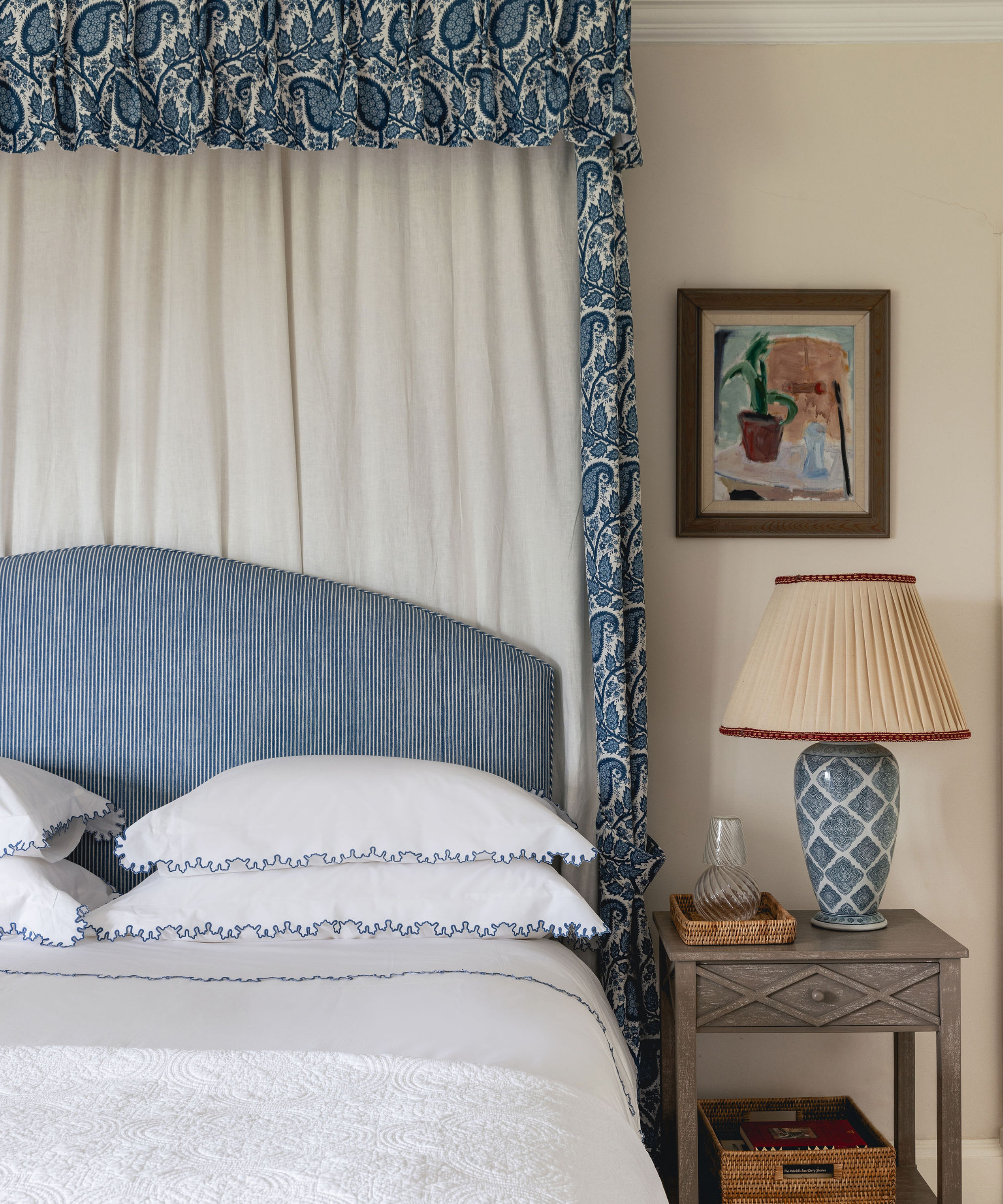 Thea Scalloped Bed Linen, Denim Blue, Lifestyle