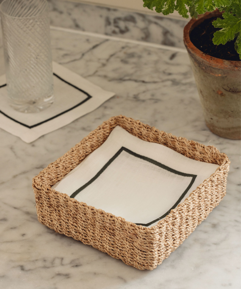 Abaca Square Storage Basket, Small