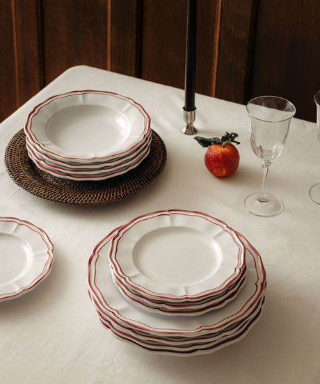Zita Scalloped Crockery, Maroon Red