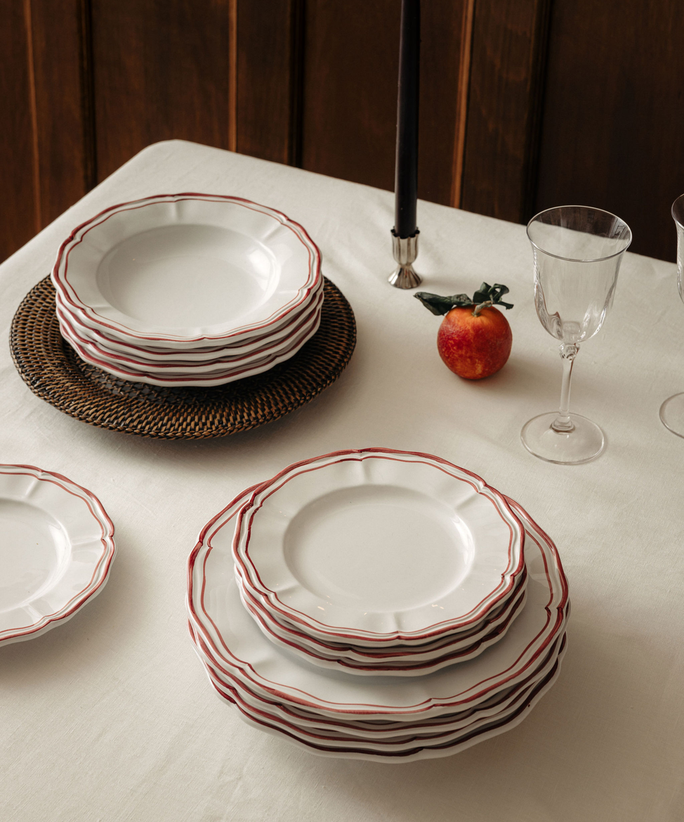 Zita Scalloped Crockery, Maroon Red