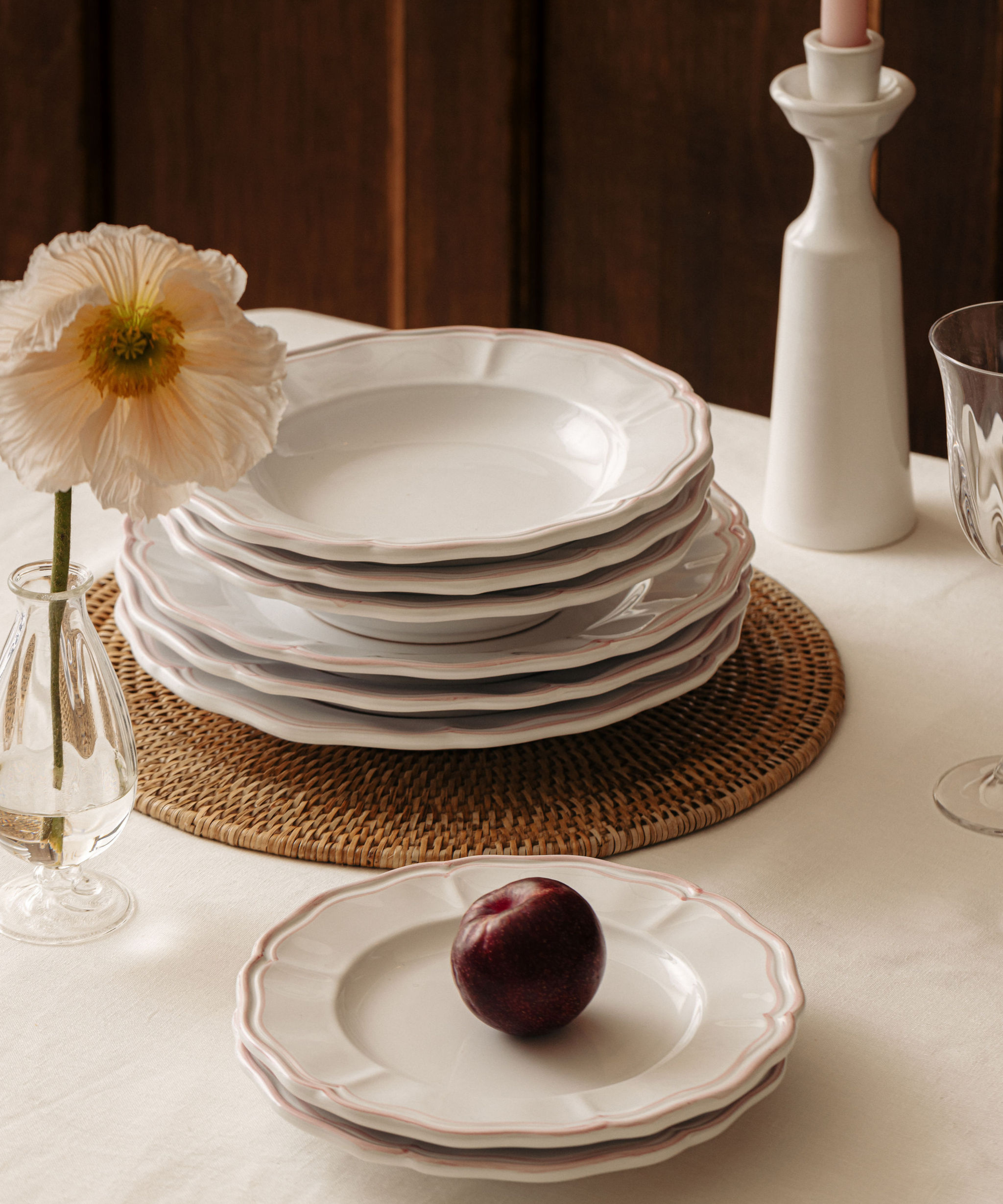 Zita Scalloped Crockery, Blush Pink