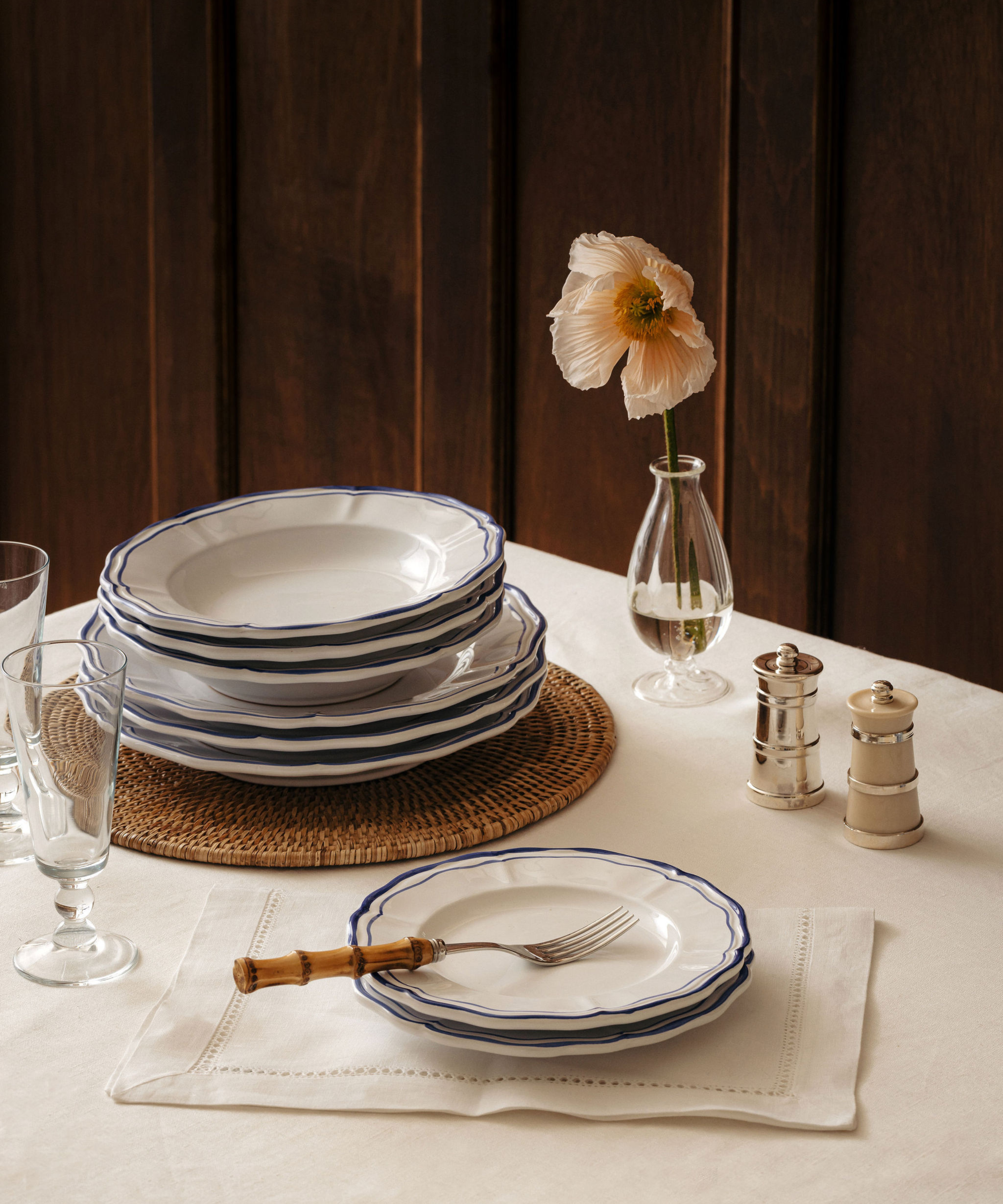 Zita Scalloped Crockery, Marine Blue