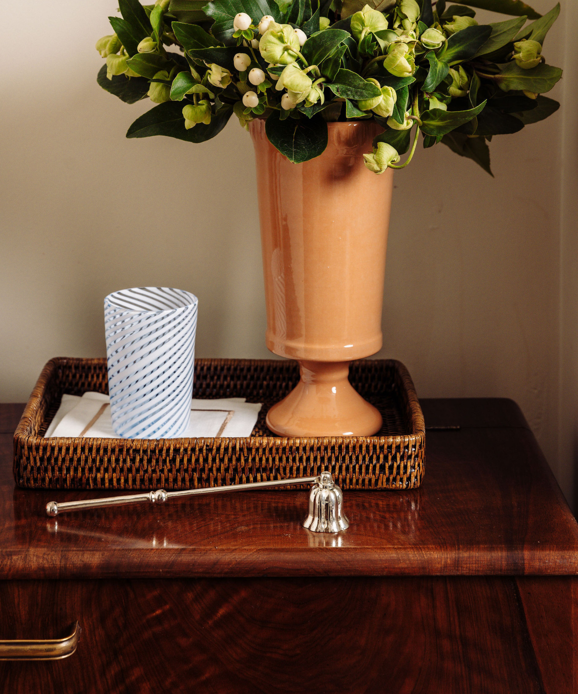 Pair of Murano Swirl Tumblers, Winter, with Candle Snuffer