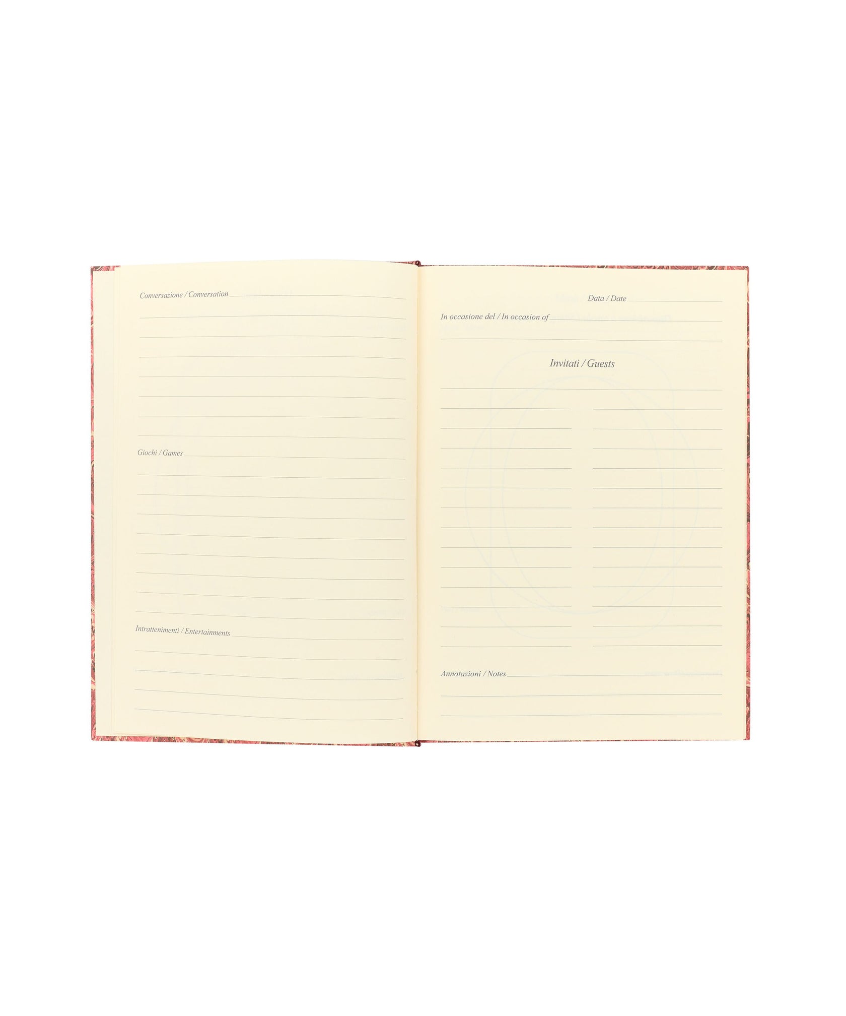 Rebecca Udall, Hostess Book, Marble Red/Pink Inside Pages 