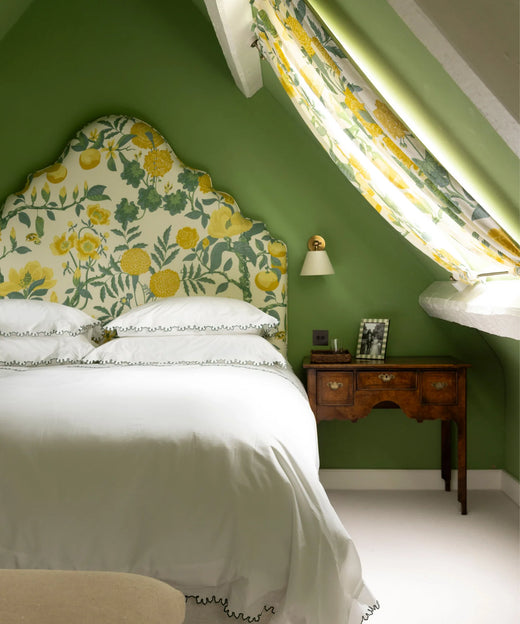 Thea Scalloped Duvet Cover, Fern Green, Lifestyle