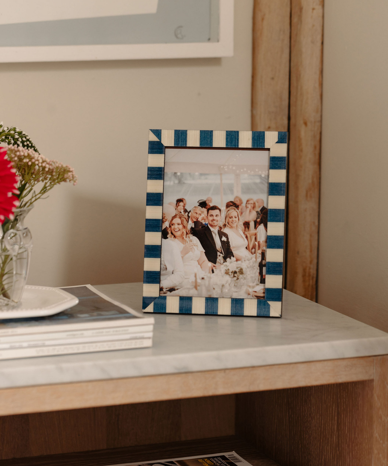 Navy Stripe Wooden Bianca Photo Frame, Rebecca Udall