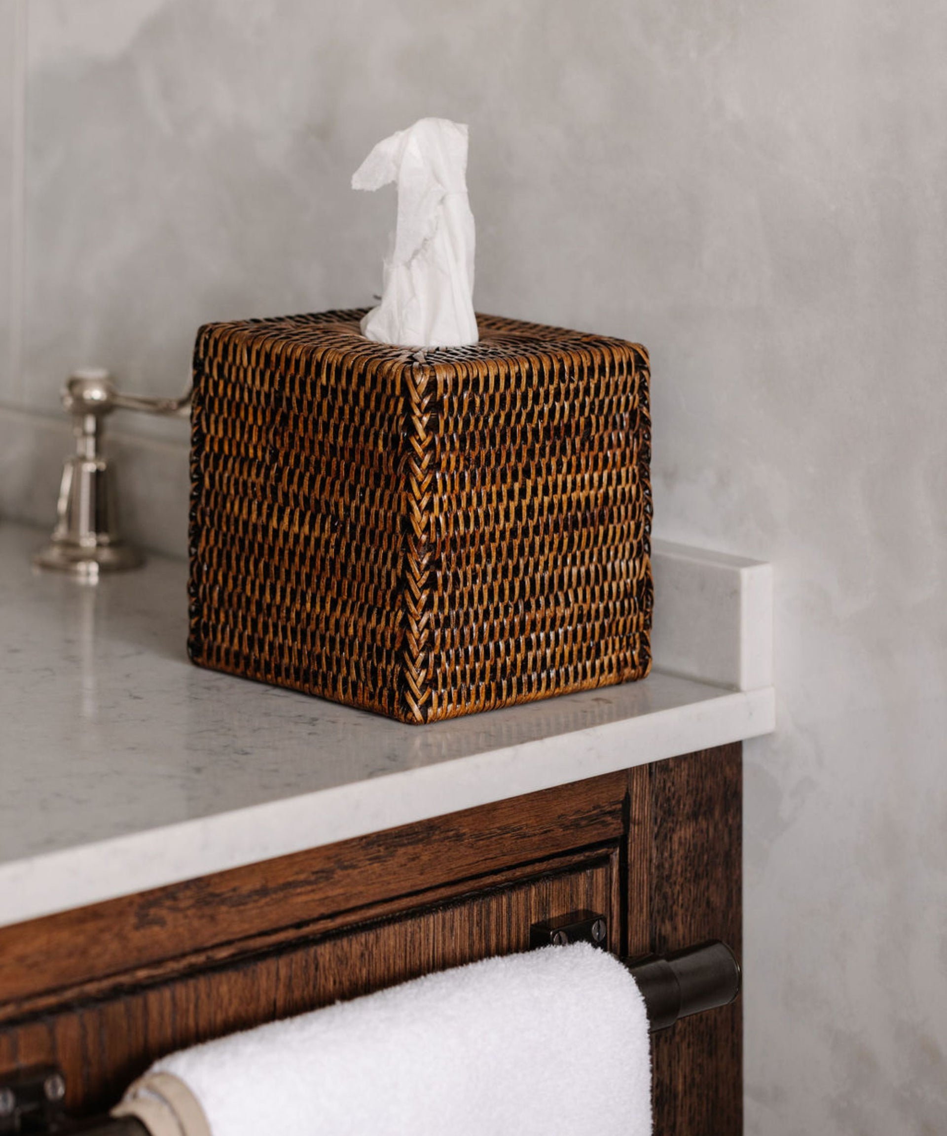 Rattan Square Tissue Box Cover