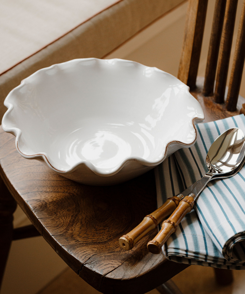 Rebecca Udall, White Ruffle Bowl, with Bamboo Cutlery