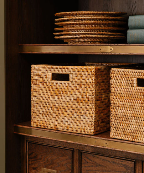 Rebecca Udall, Rattan Wicker Tall Rectangular Storage Baskets, Natural