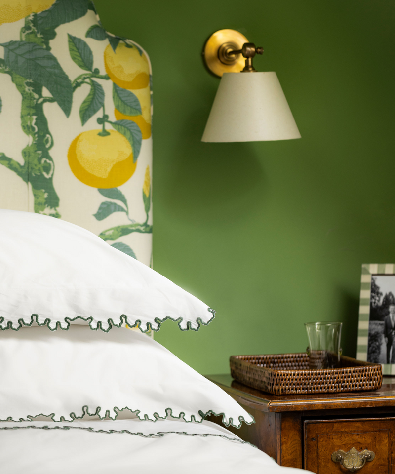 Thea Scalloped Bed Linen, Fern Green