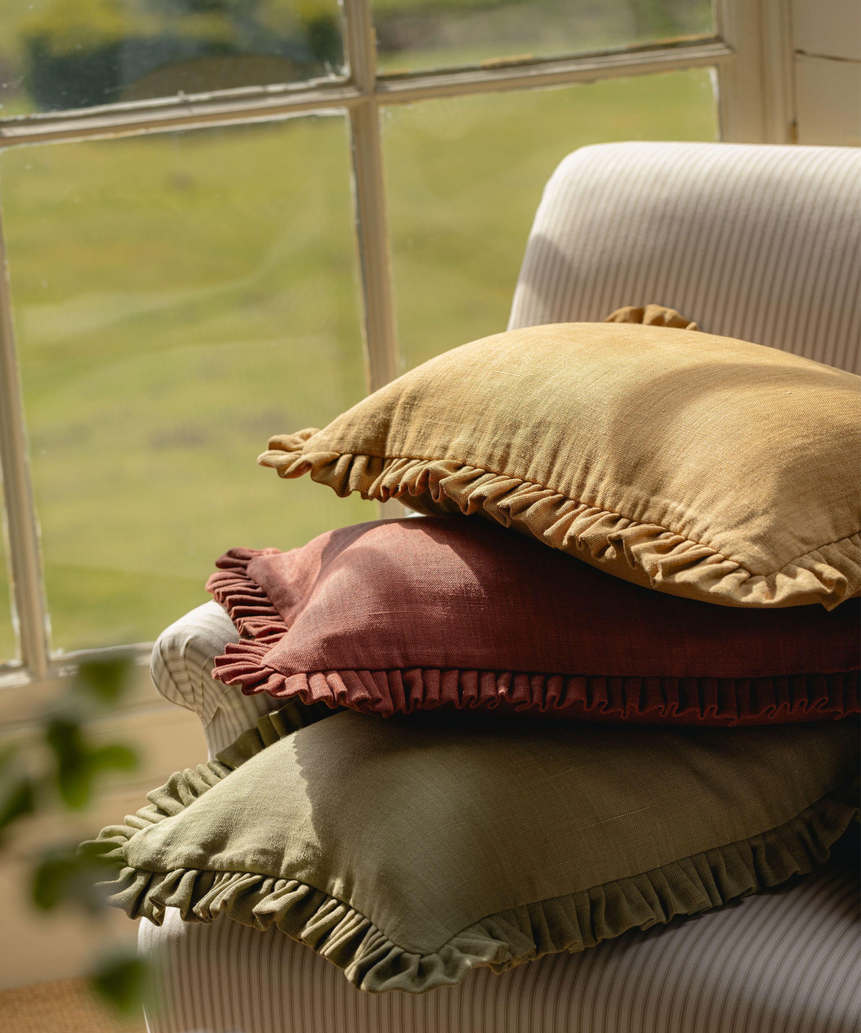 Estelle Pleated Linen Cushion, Turmeric