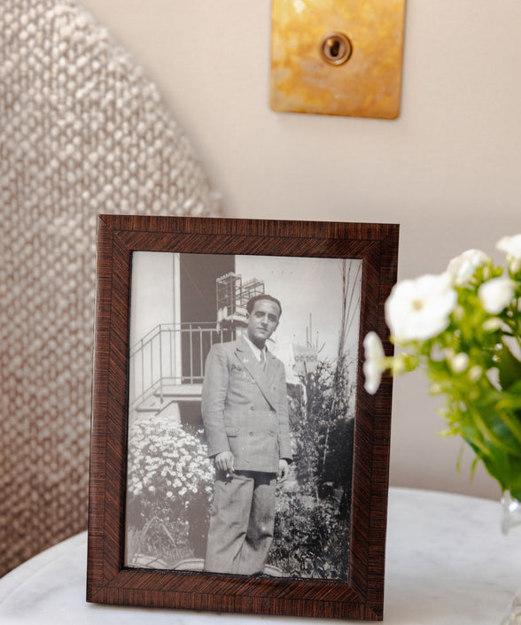 Rebecca Udall, Bianca Photo Frame Wooden Heritage Italian Marquetry Photo Frame in Walnut Dark Wood 