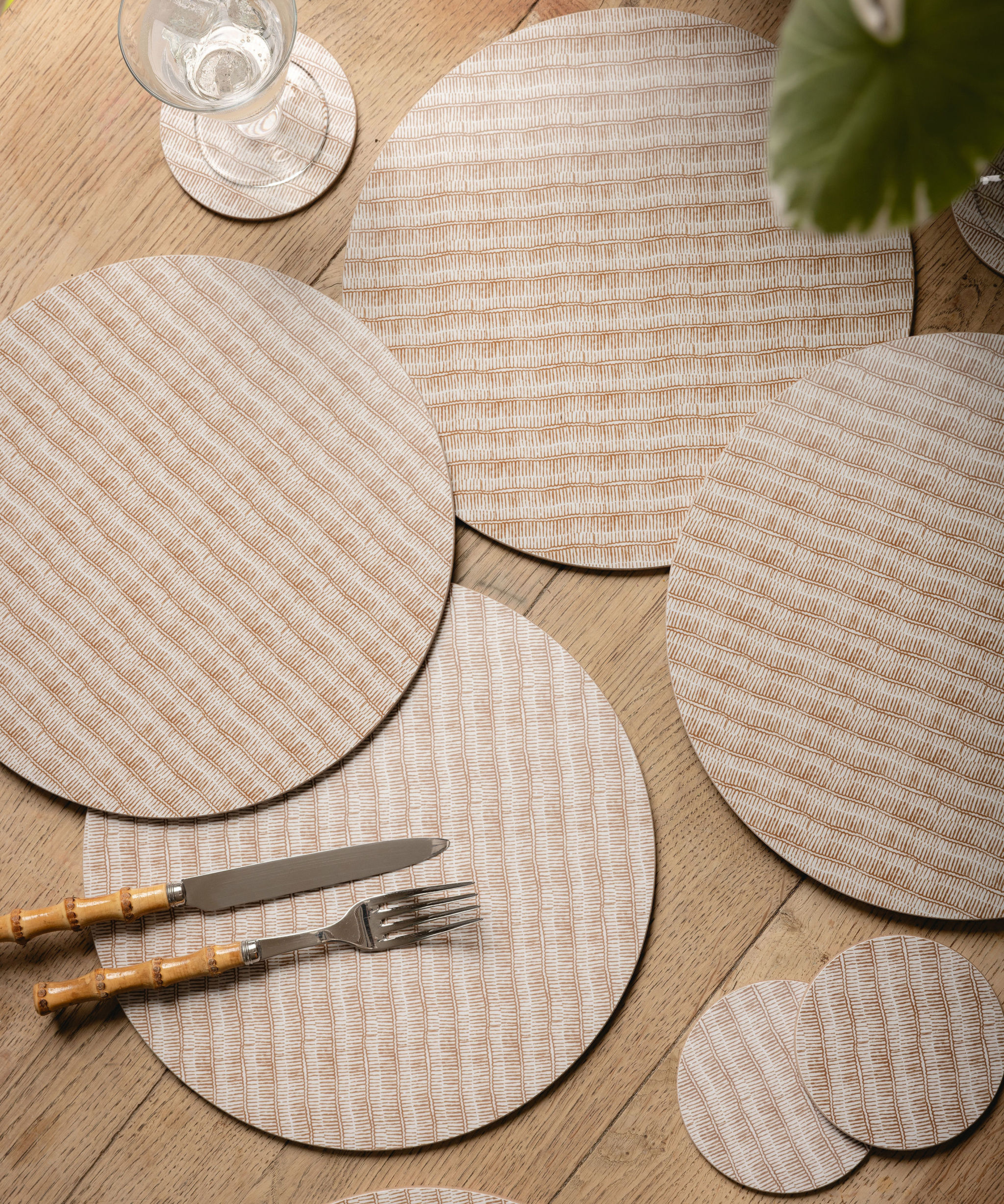 Set of 6 Margot Cork Backed Round Coasters, Nougat
