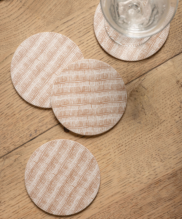 Set of 6 Margot Cork Backed Round Coasters, Nougat