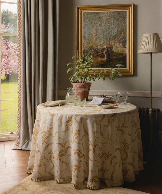 Prairie Round Pleated Linen Tablecloth