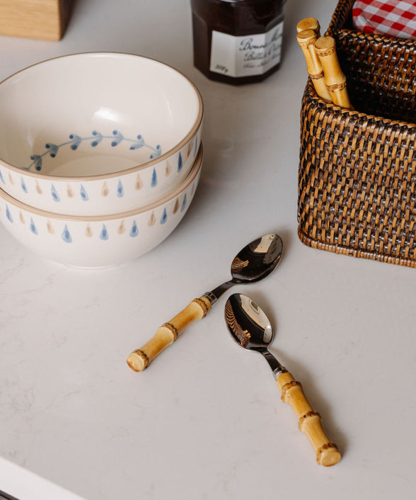 Rebecca Udall Set of 4 Bamboo Handle Teaspoons with Elouise Crockery