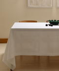 Rebecca Udall Classic Mitred Italian Linen White Tablecloth, Lifestyle 
