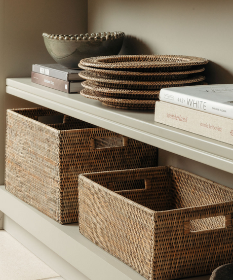 Rattan Storage Baskets, Taupe