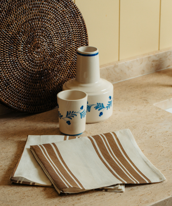 Colette Striped Linen Napkin, Nougat