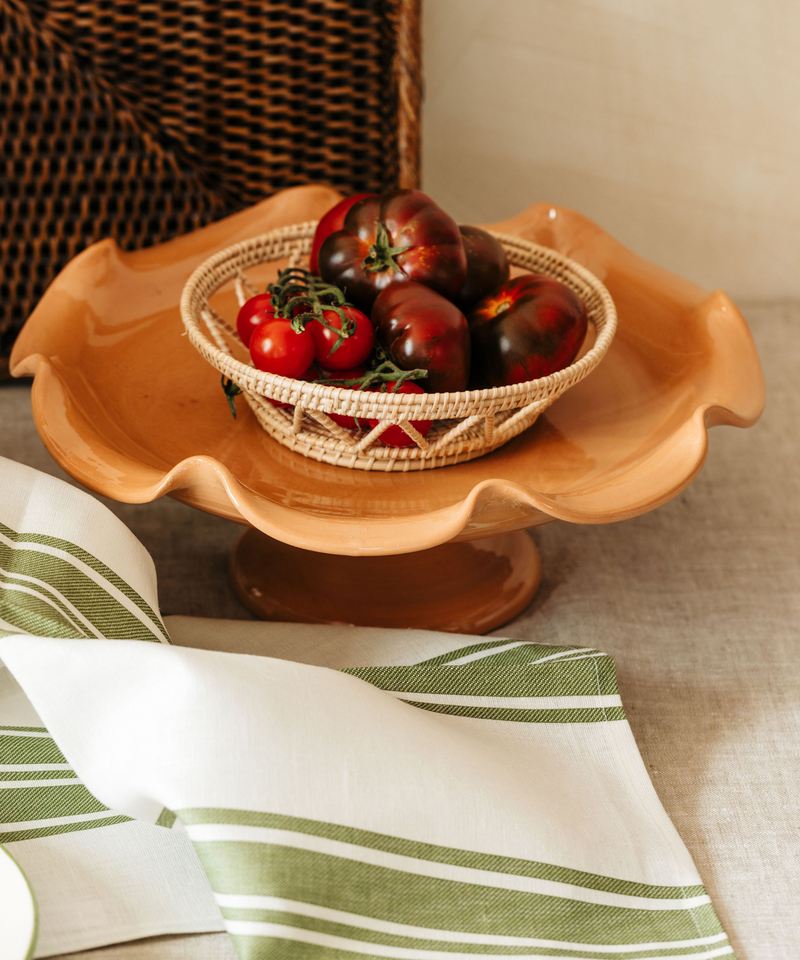 Colette Striped Linen Napkin, Olive Green